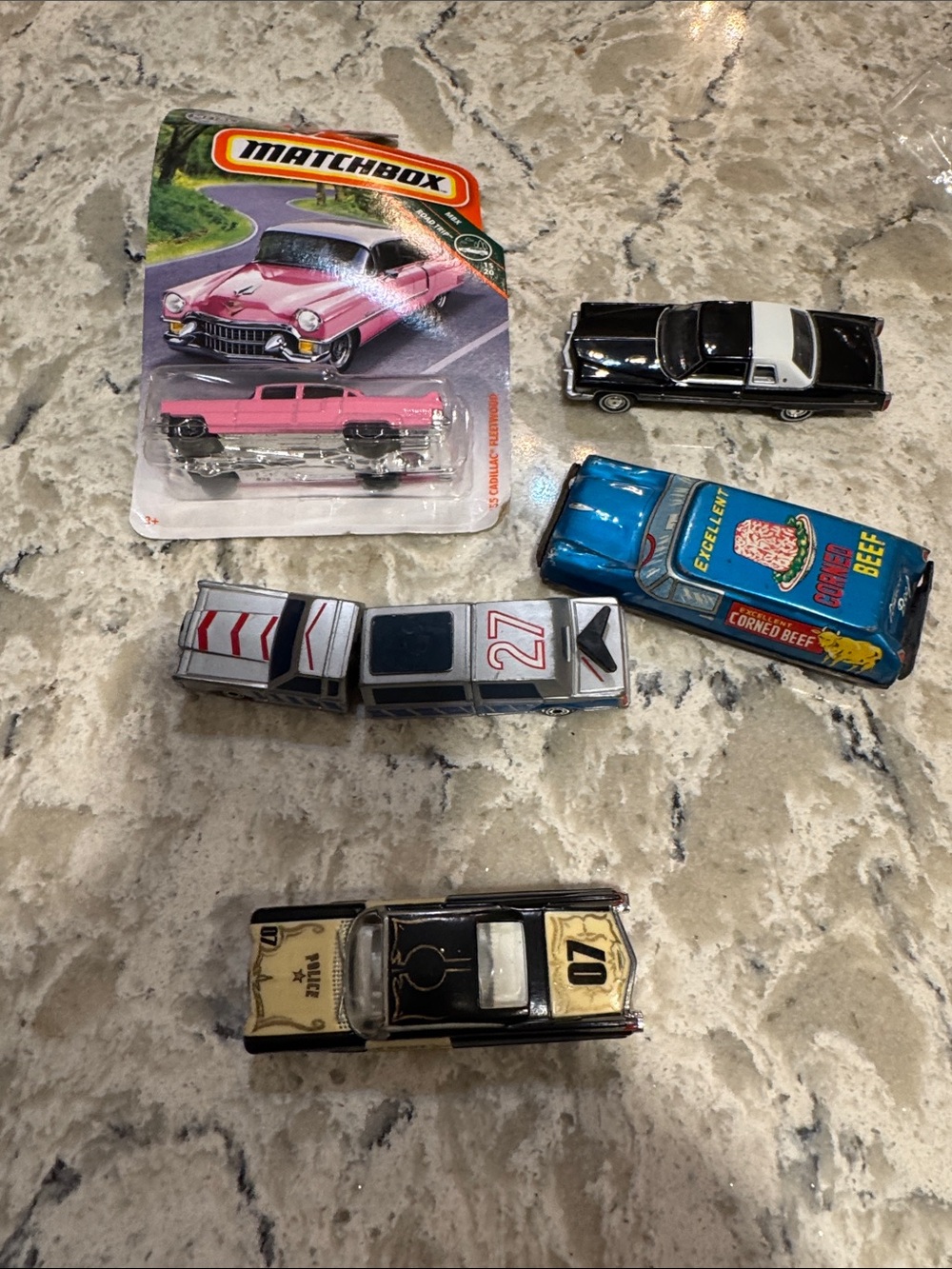 Matchbox Mixed Die-Cast Car Lot - Pink, Black, Blue, Silver, Gold